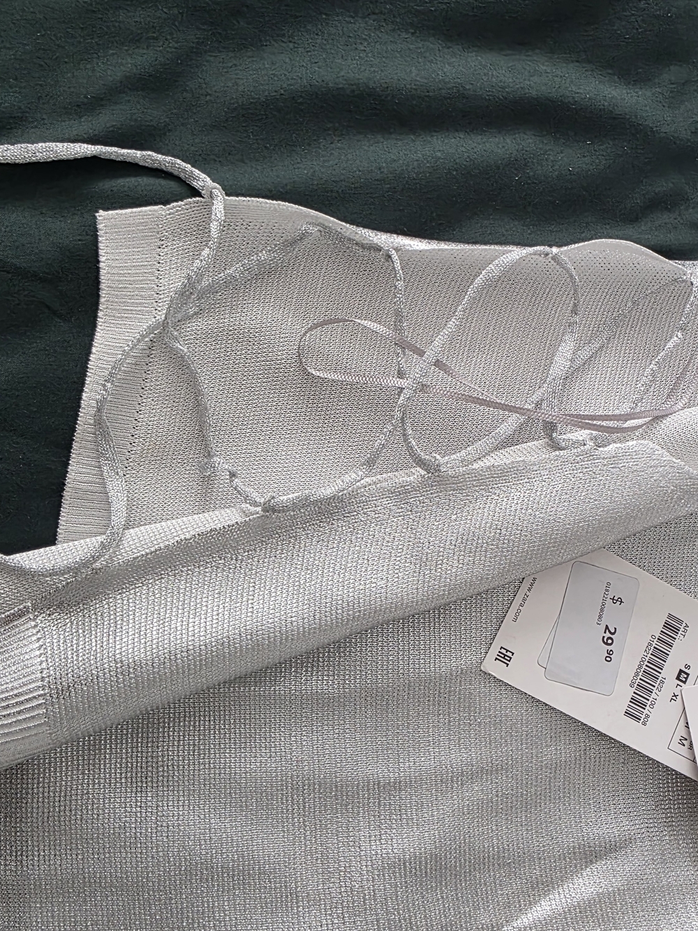 ZARA Silver Metallic Spaghetti-Strap Cami - Picture 3 of 8